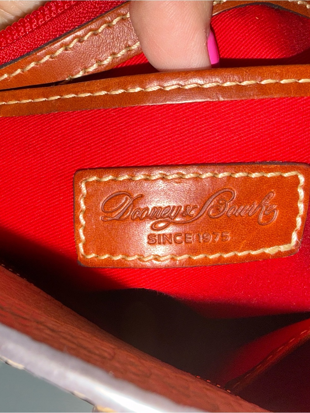 Dooney & Bourke Pebbled Leather Ivory Tote Shoulder Bag Brown Trim - Picture 4 of 6